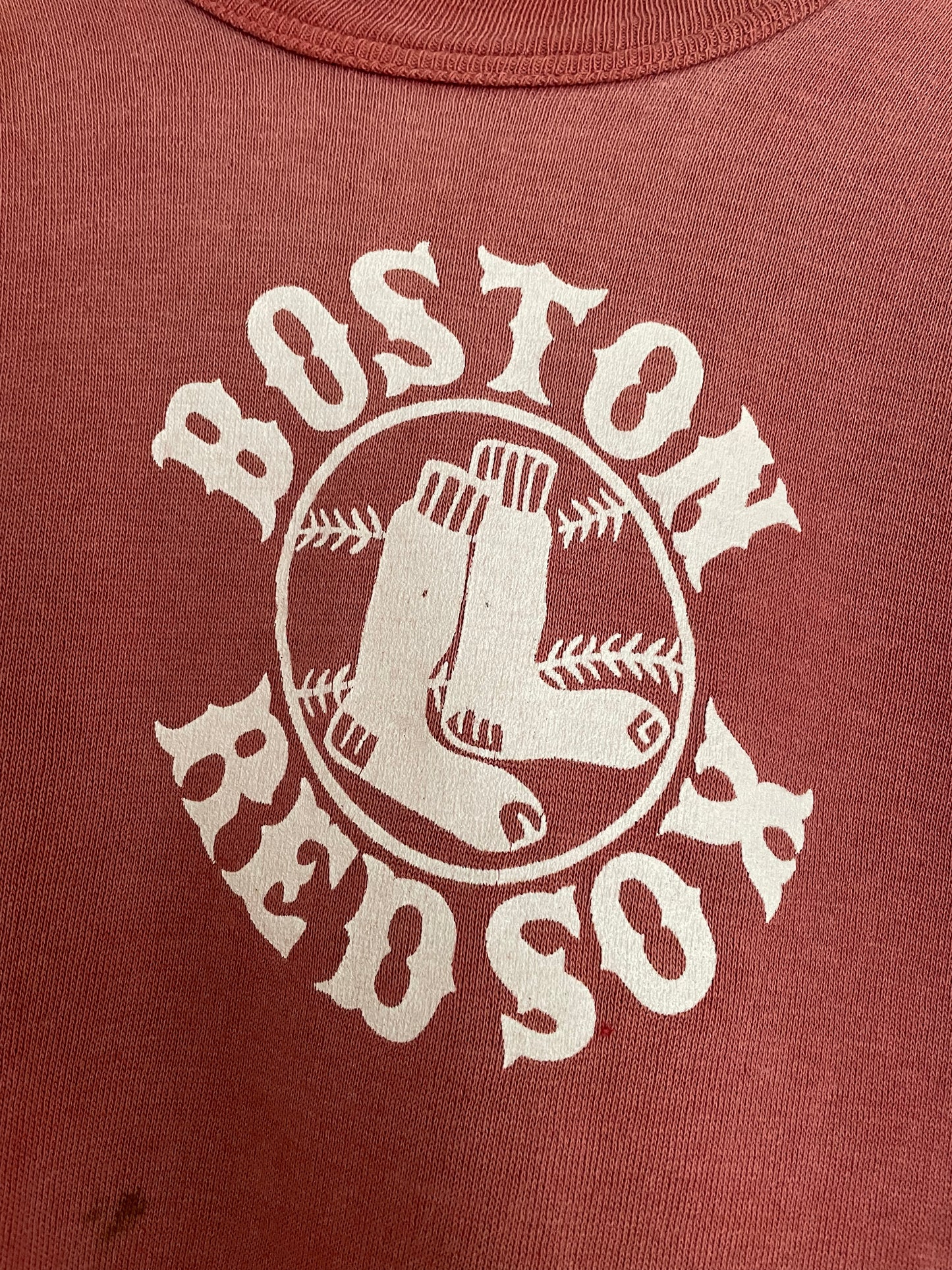 60s Faded Red Boston Red Socks Short Sleeve Sweatshirt
