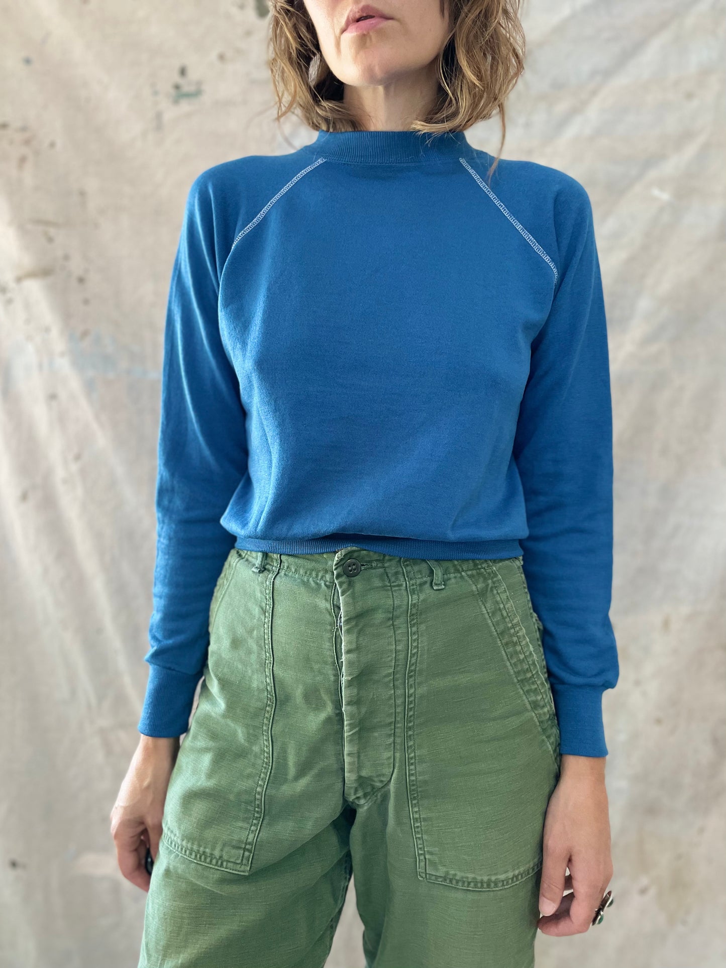 70s Blank Cerulean Blue Sweatshirt