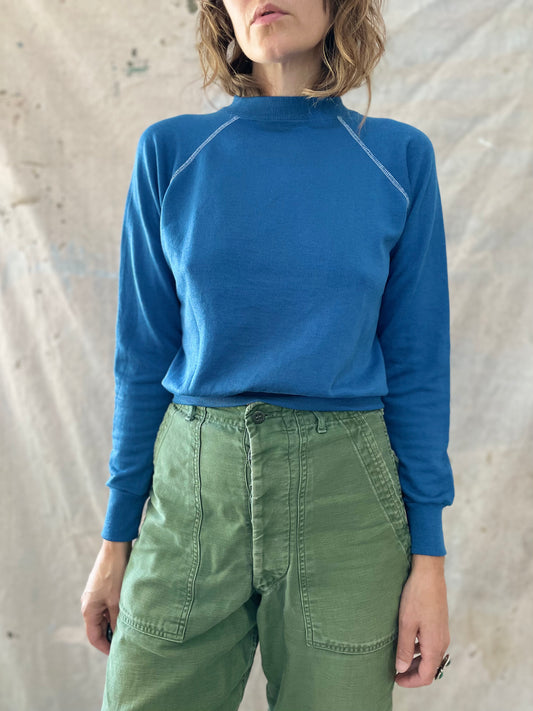 70s Blank Cerulean Blue Sweatshirt