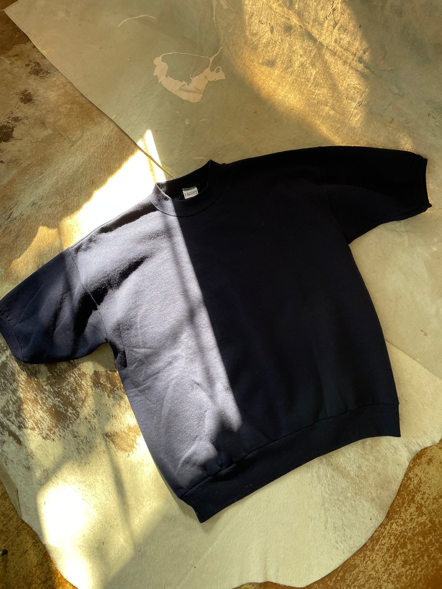 80s Blank Navy Blue Short Sleeve Sweatshirt