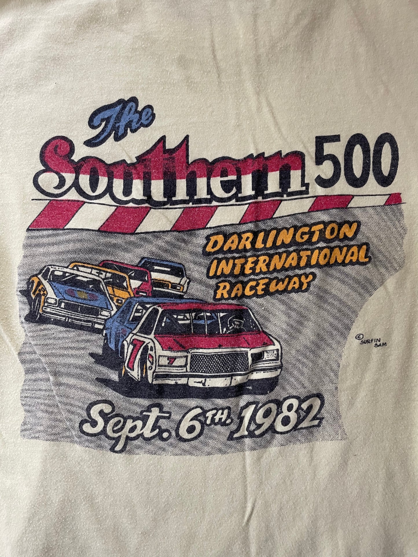 80s Southern 500 Darlington International Raceway Pocket Tee