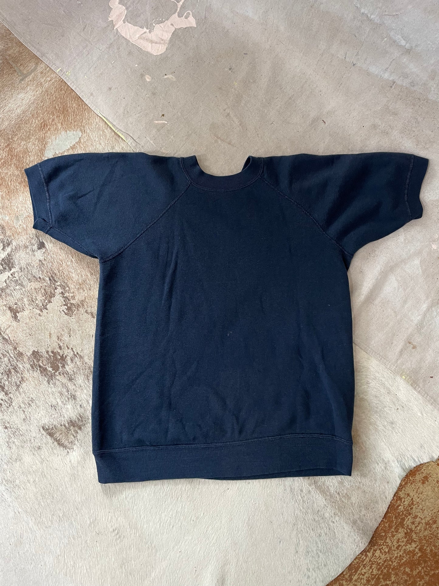 70s/80s Blank Navy Blue Short Sleeve Sweatshirt