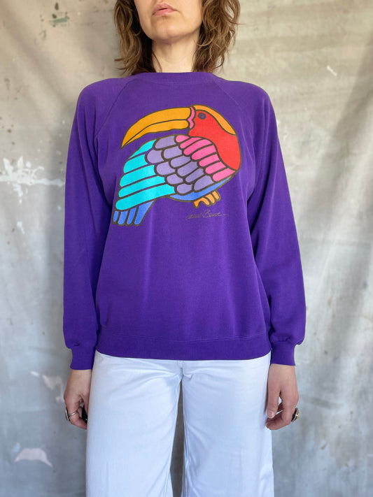 80s/90s Laurel Burch Rainbow Toucan Sweatshirt