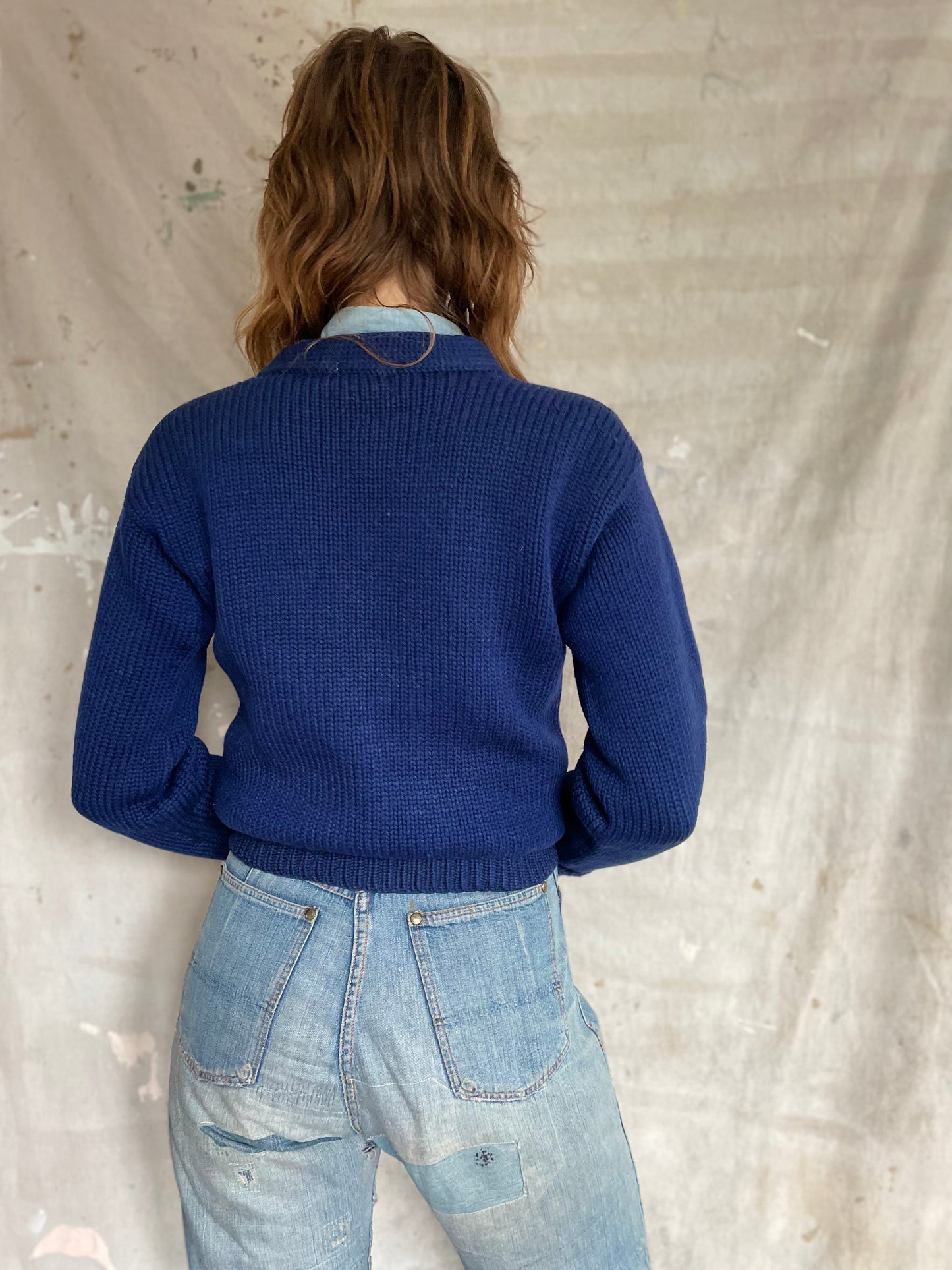 50s Blue Pullover Letterman Award Sweater