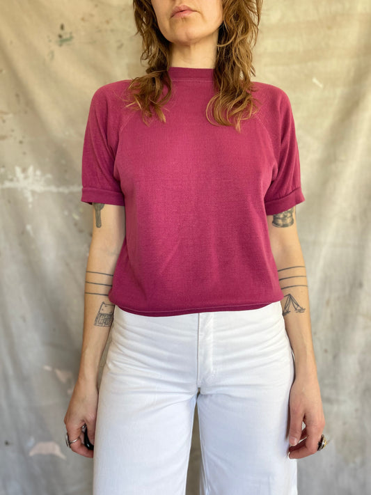 80s Dusty Pink Short Sleeve Sweatshirt