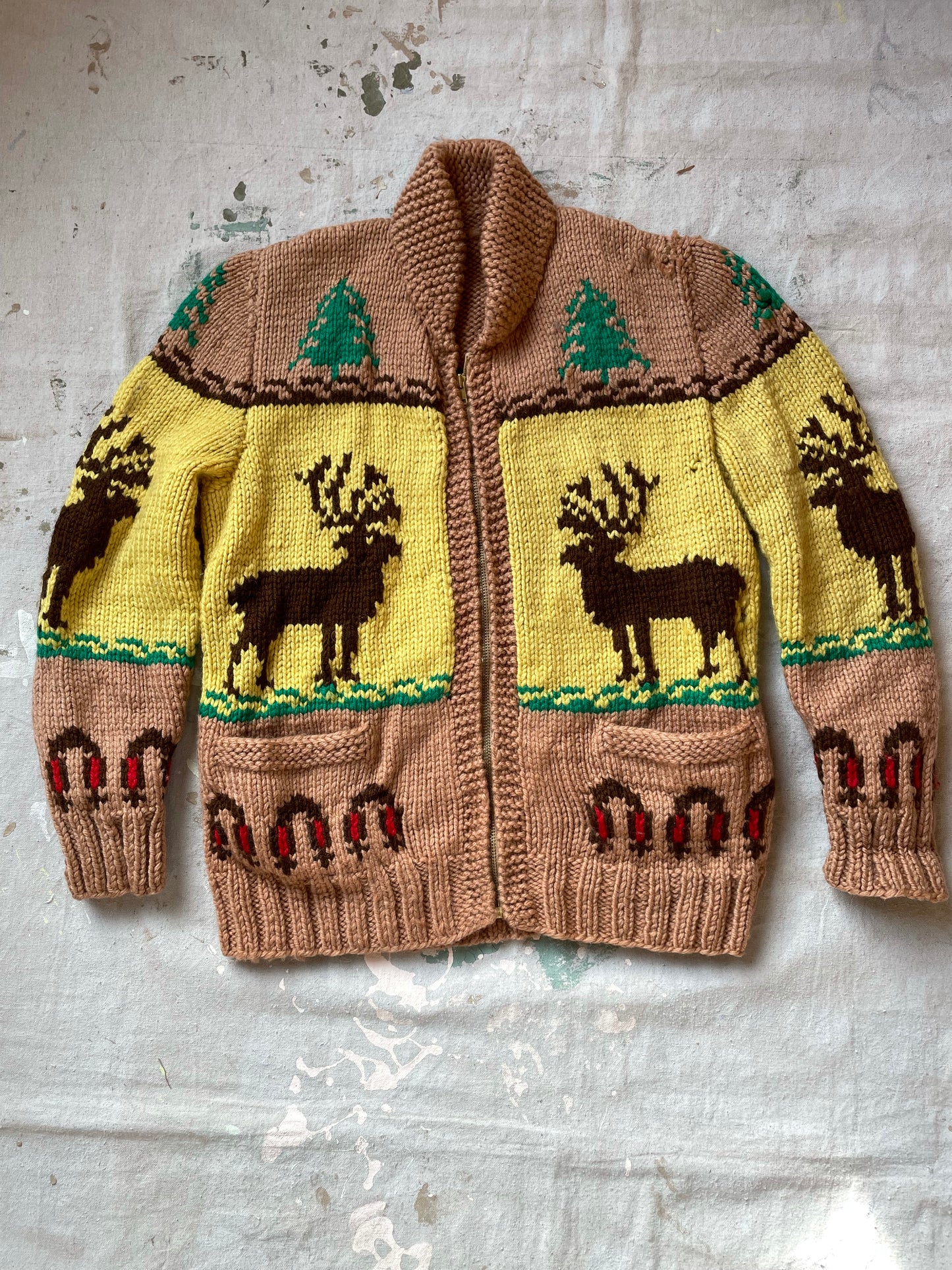 Hand Knit Mary Maxim Deer Sweater