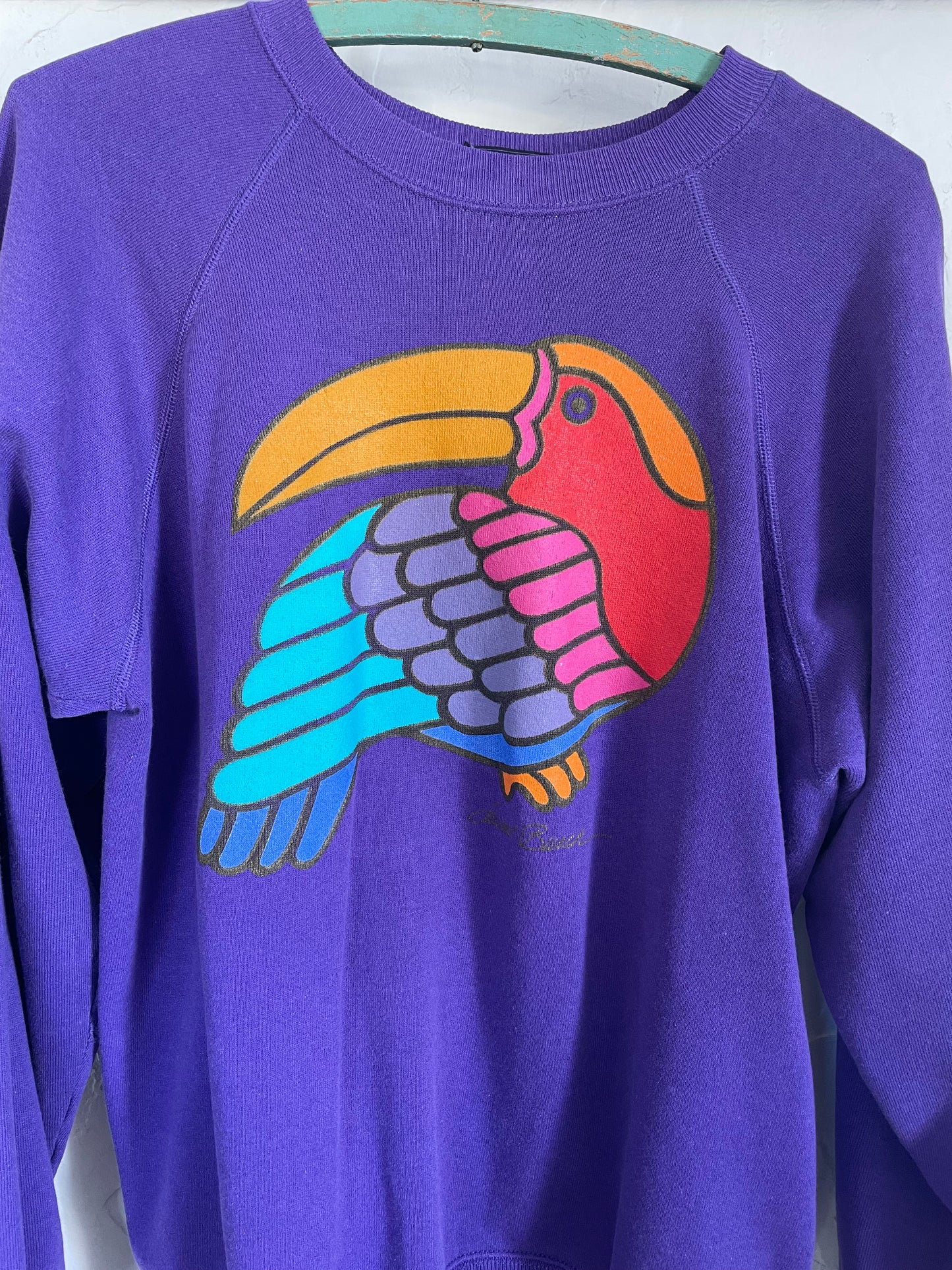 80s/90s Laurel Burch Rainbow Toucan Sweatshirt