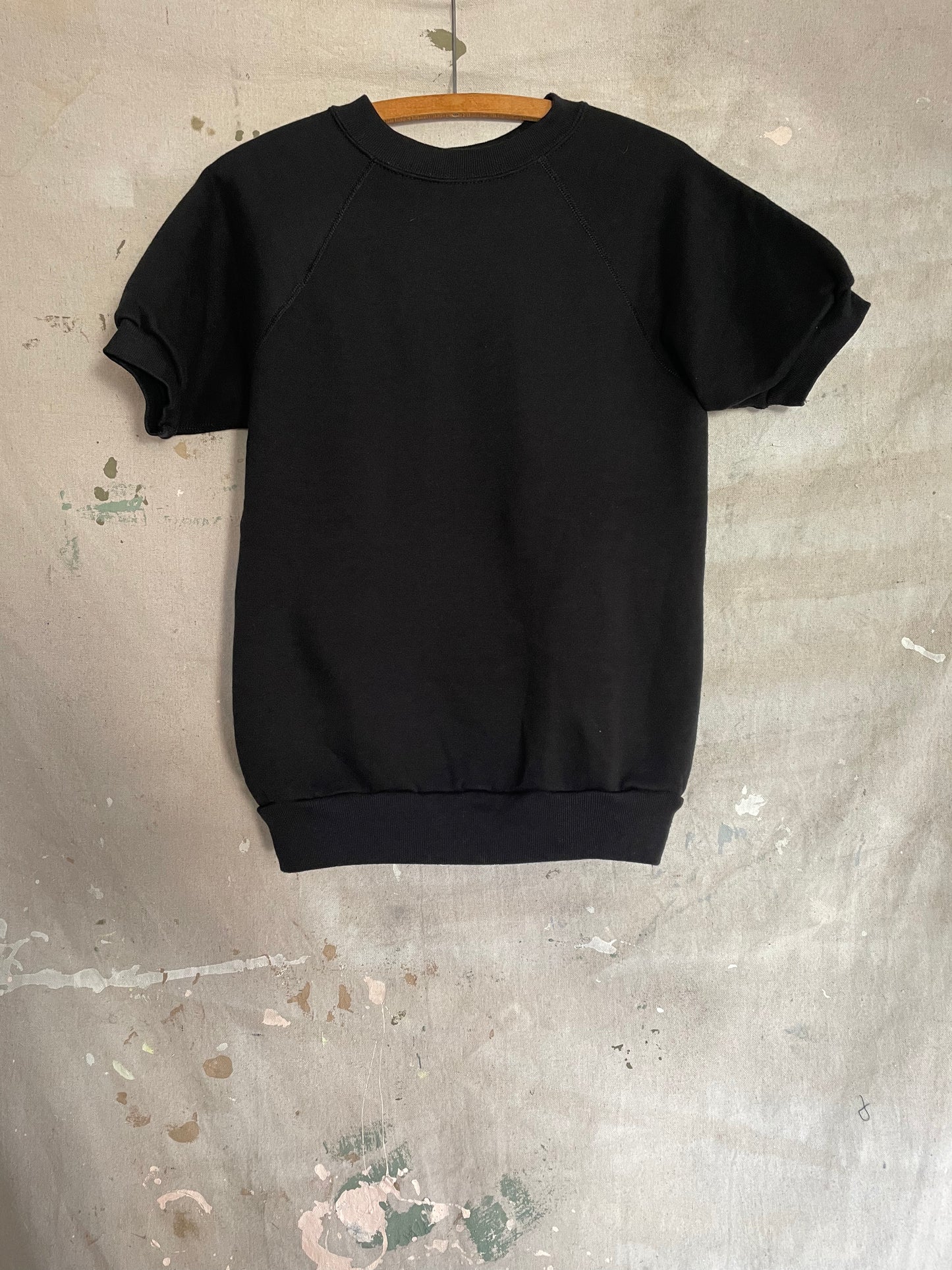 80s Deadstock Blank Black Short Sleeve Sweatshirt