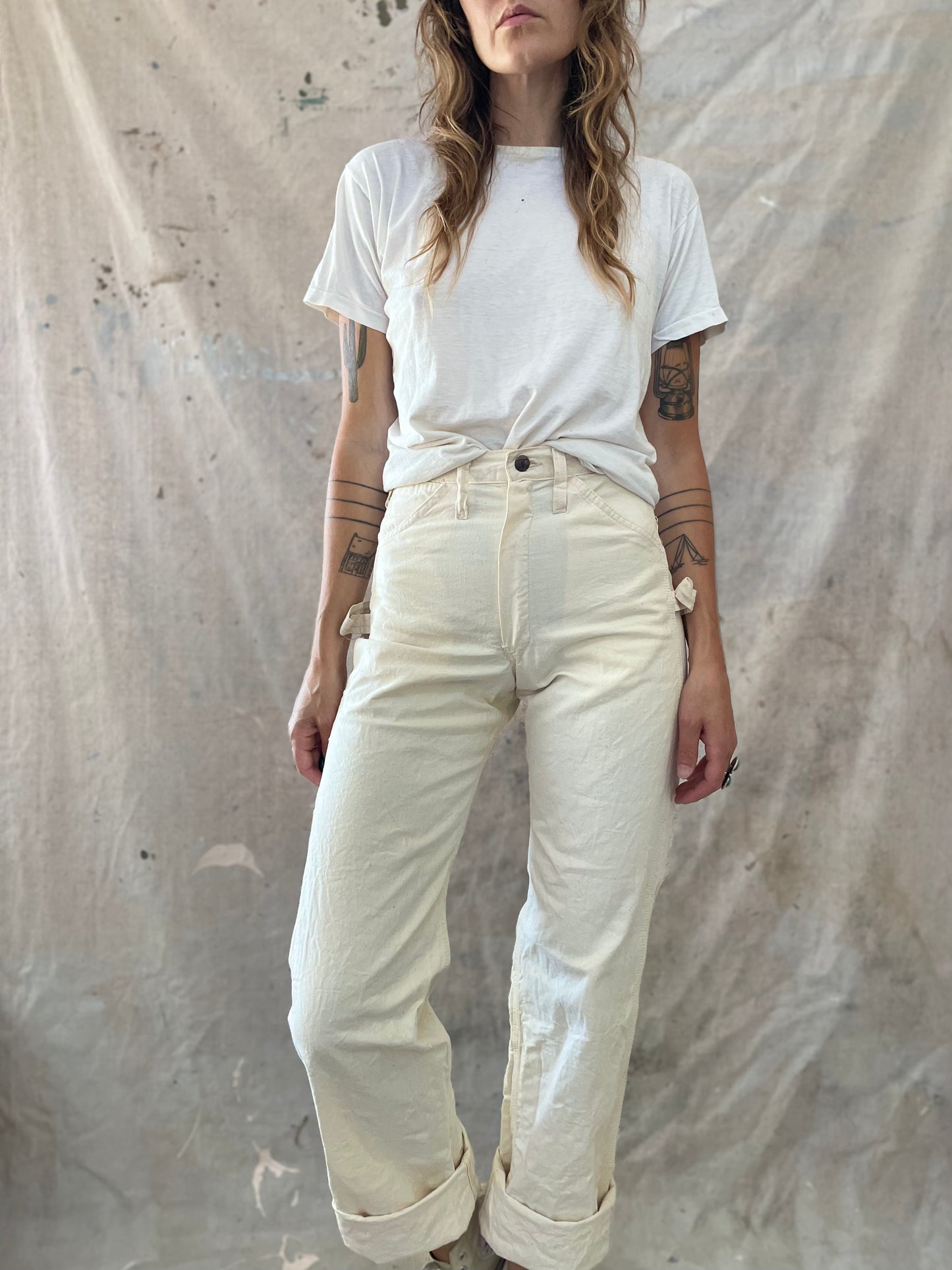 70s DeeCee Ecru Carpenter Pants