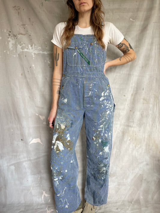 80s Key Imperial Hickory Stripe Overalls