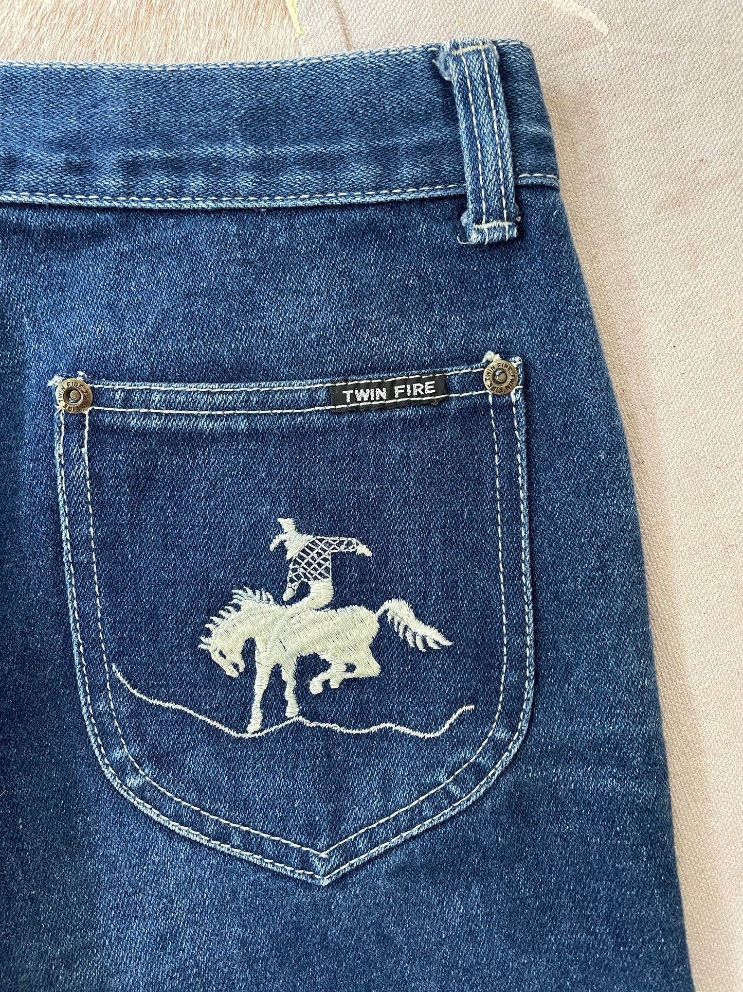 70s Western Theme Cut-off Jean Shorts