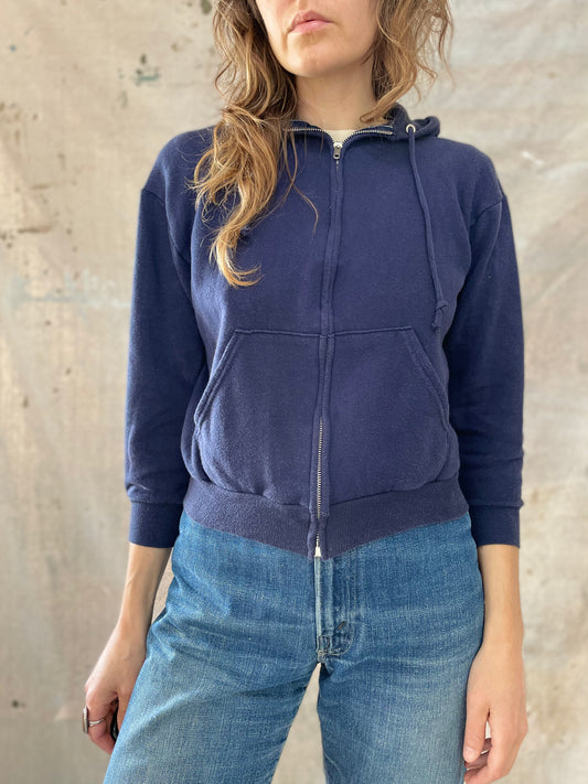 80s Blank Navy Blue Hoodie