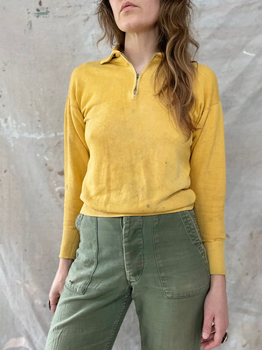 50s/60s Mustard Quarter Zip Sweatshirt