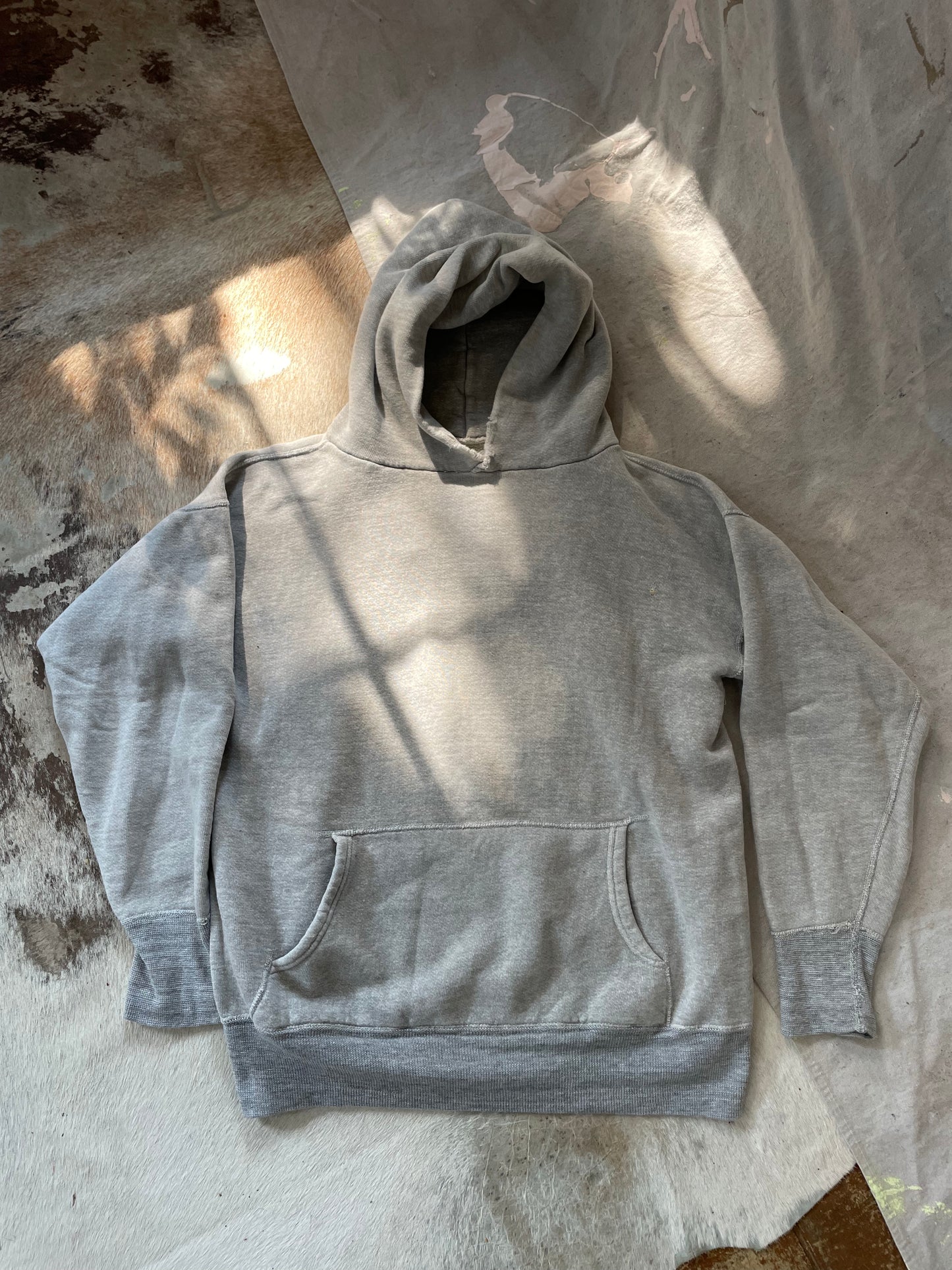 60s Grey Two Tone Hooded Sweatshirt