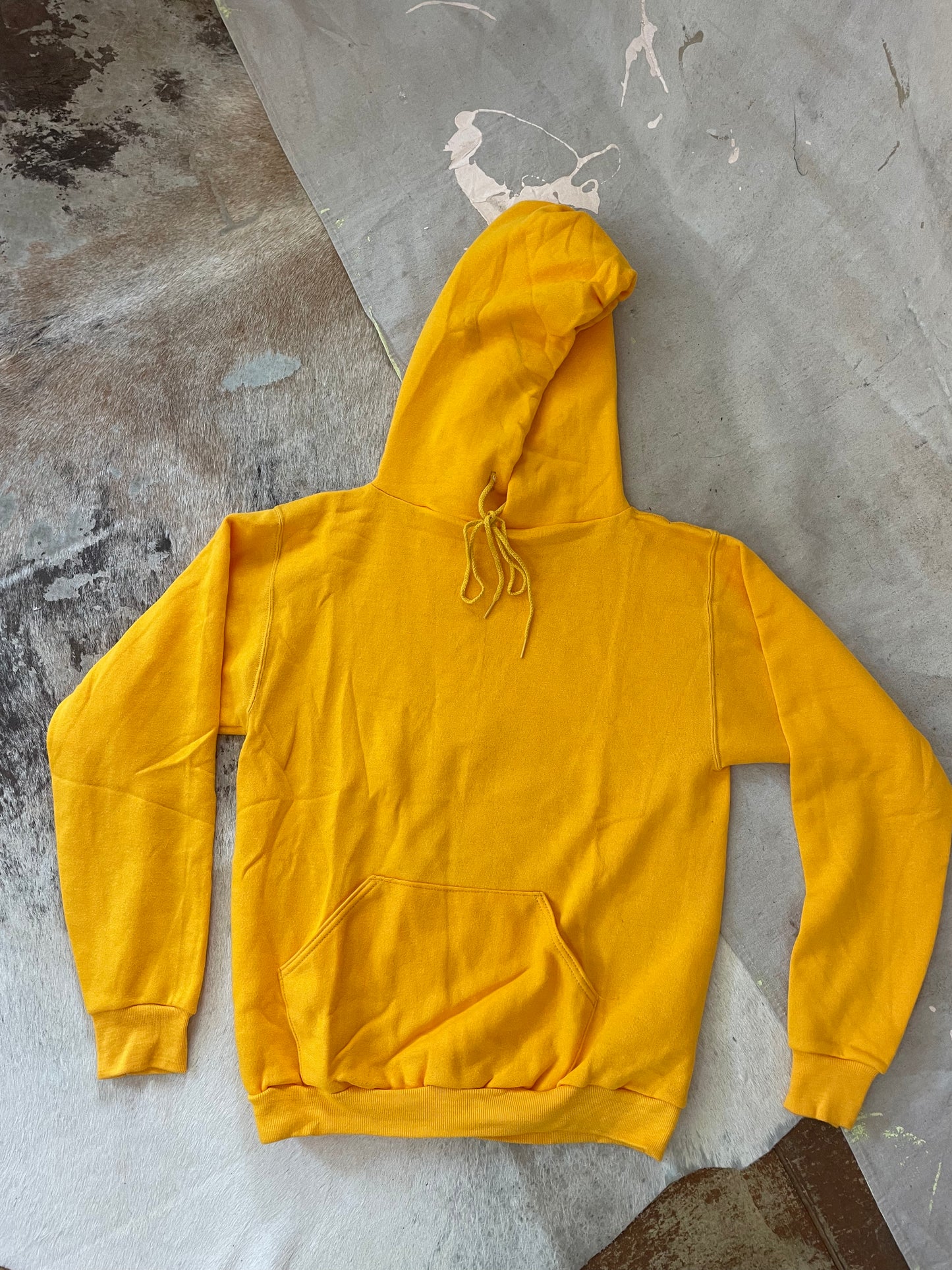 70s Deadstock Mac And Cheese Yellow Hoodie Sweatshirt