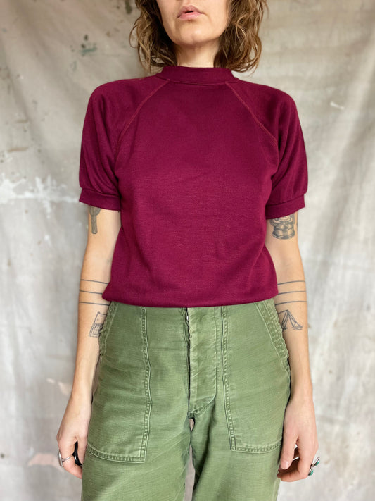 70s Maroon Short Sleeve Sweatshirt