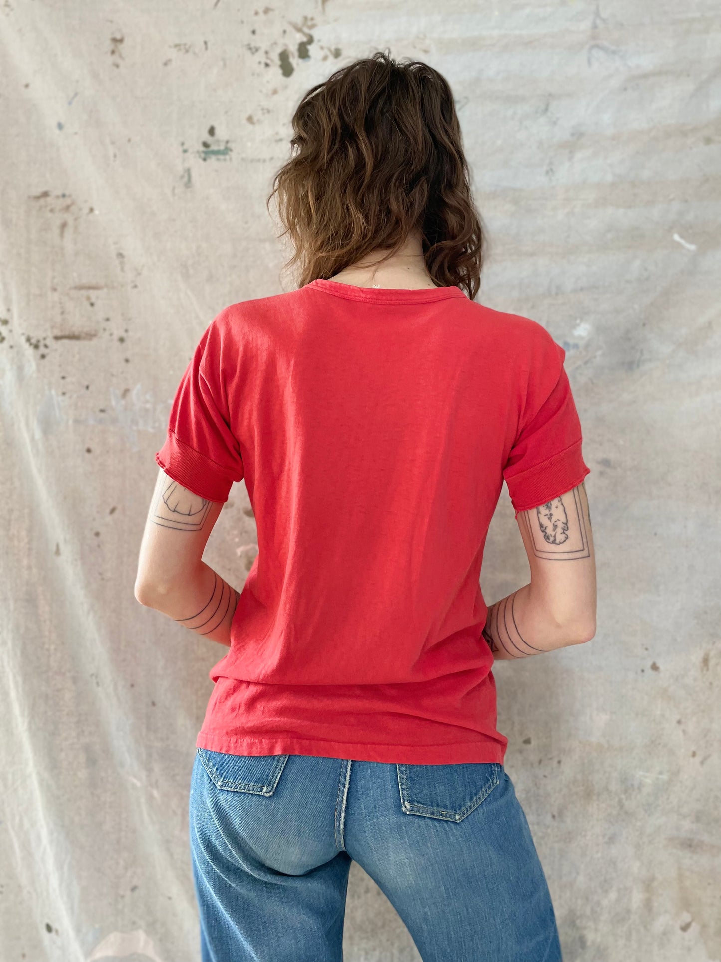 60s Champion Pale Red Henley Tee