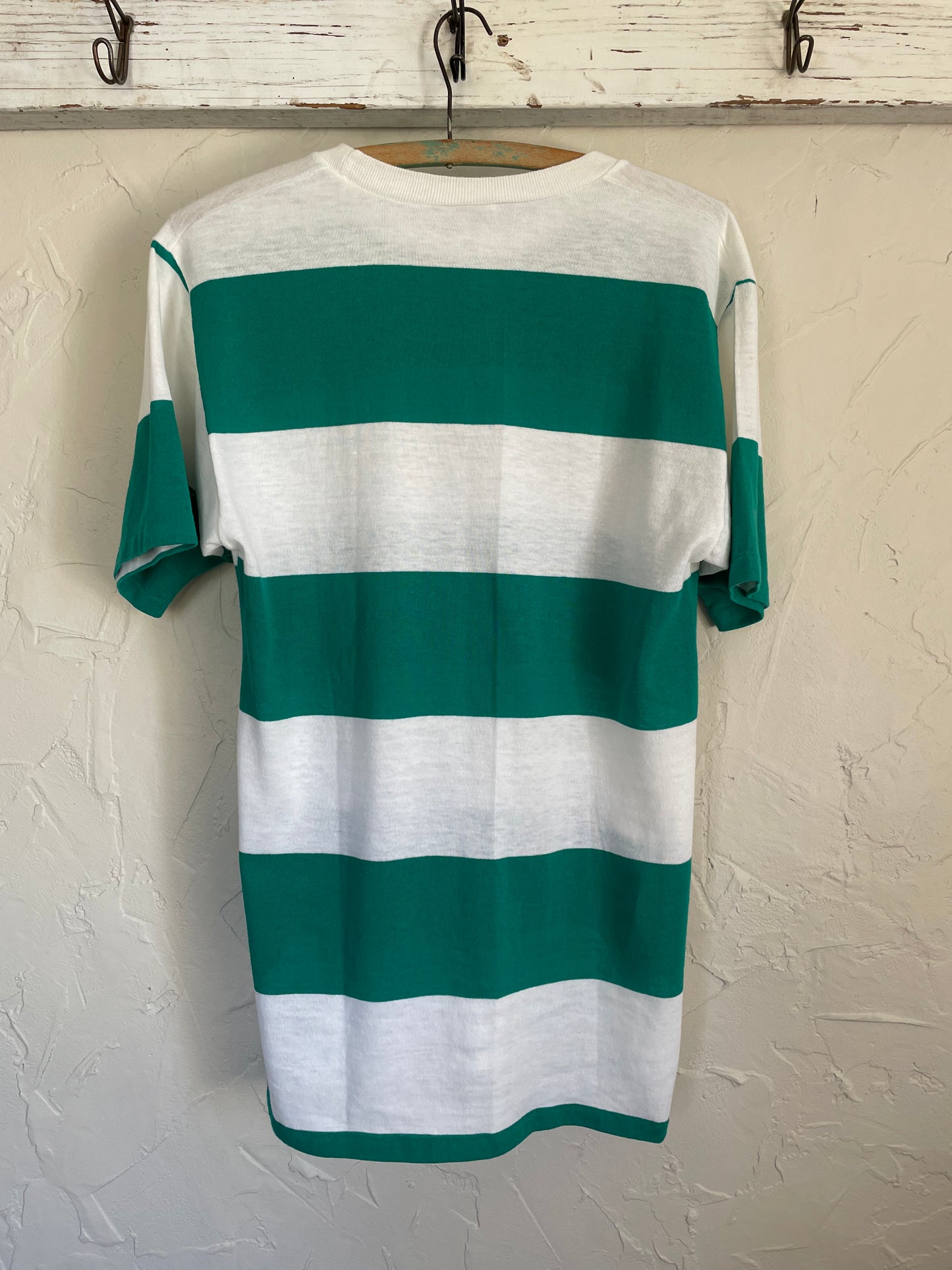 80s Green and White Striped Tee