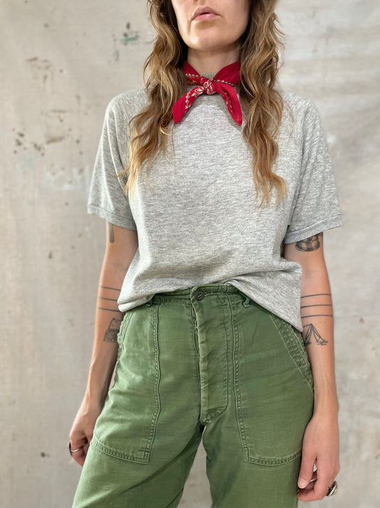 80s Heather Gray Short Sleeve Sweatshirt