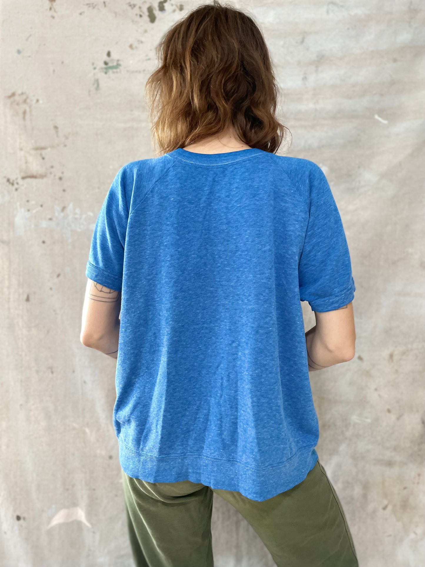 Azure Blue Short Sleeve Sweatshirt
