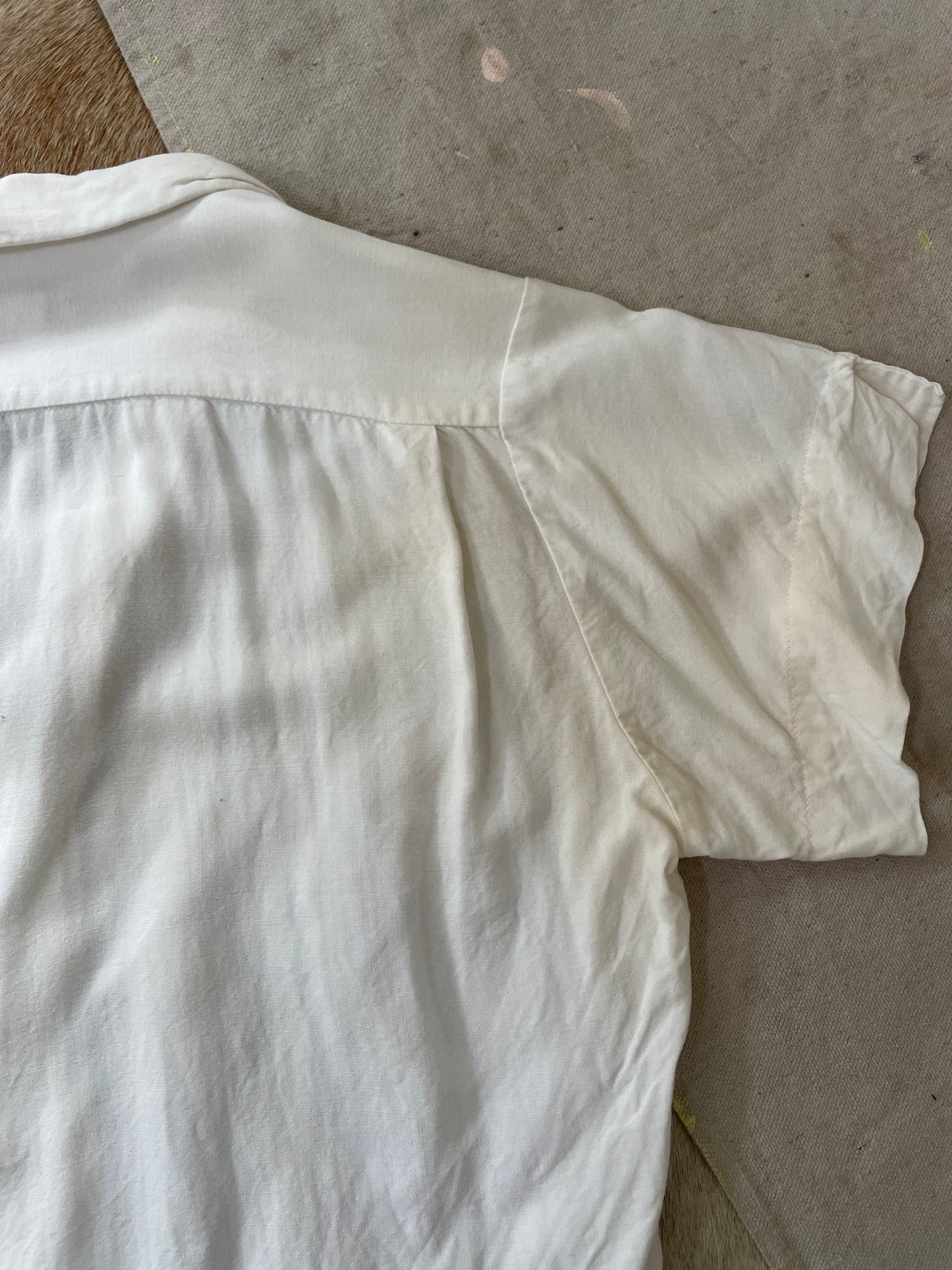 60s Blank White Bowling Shirt Blouse