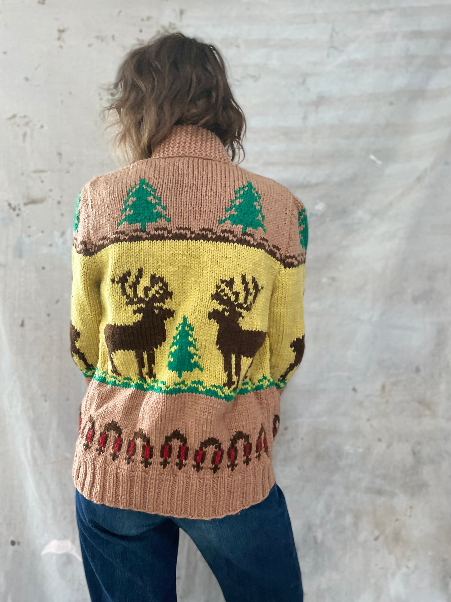 Hand Knit Mary Maxim Deer Sweater