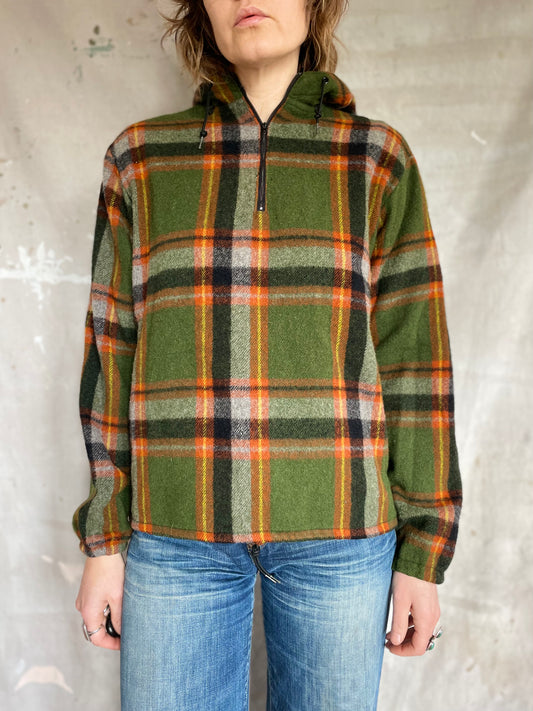 70s Pullover Plaid Quarter Zip