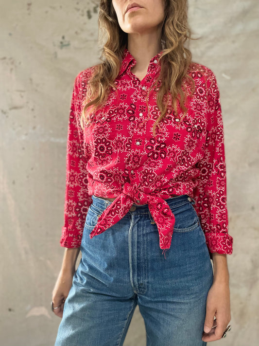 50s/60s Red Bandana Western Shirt