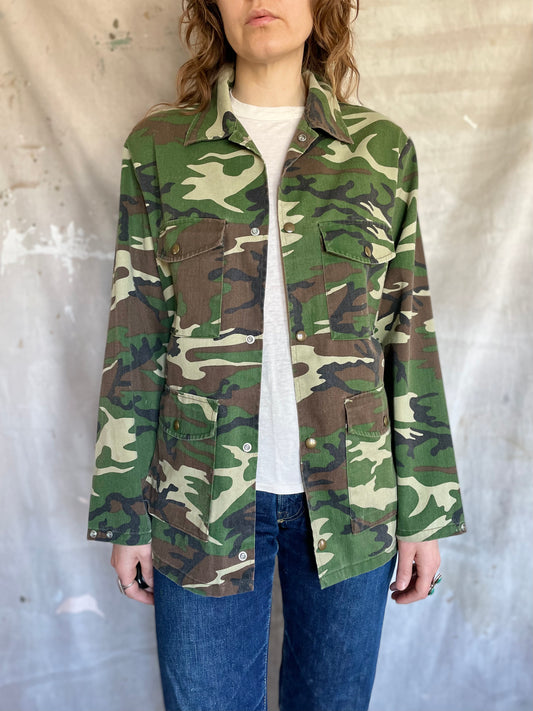 70s/80s Woodland Camo Shirt Jacket