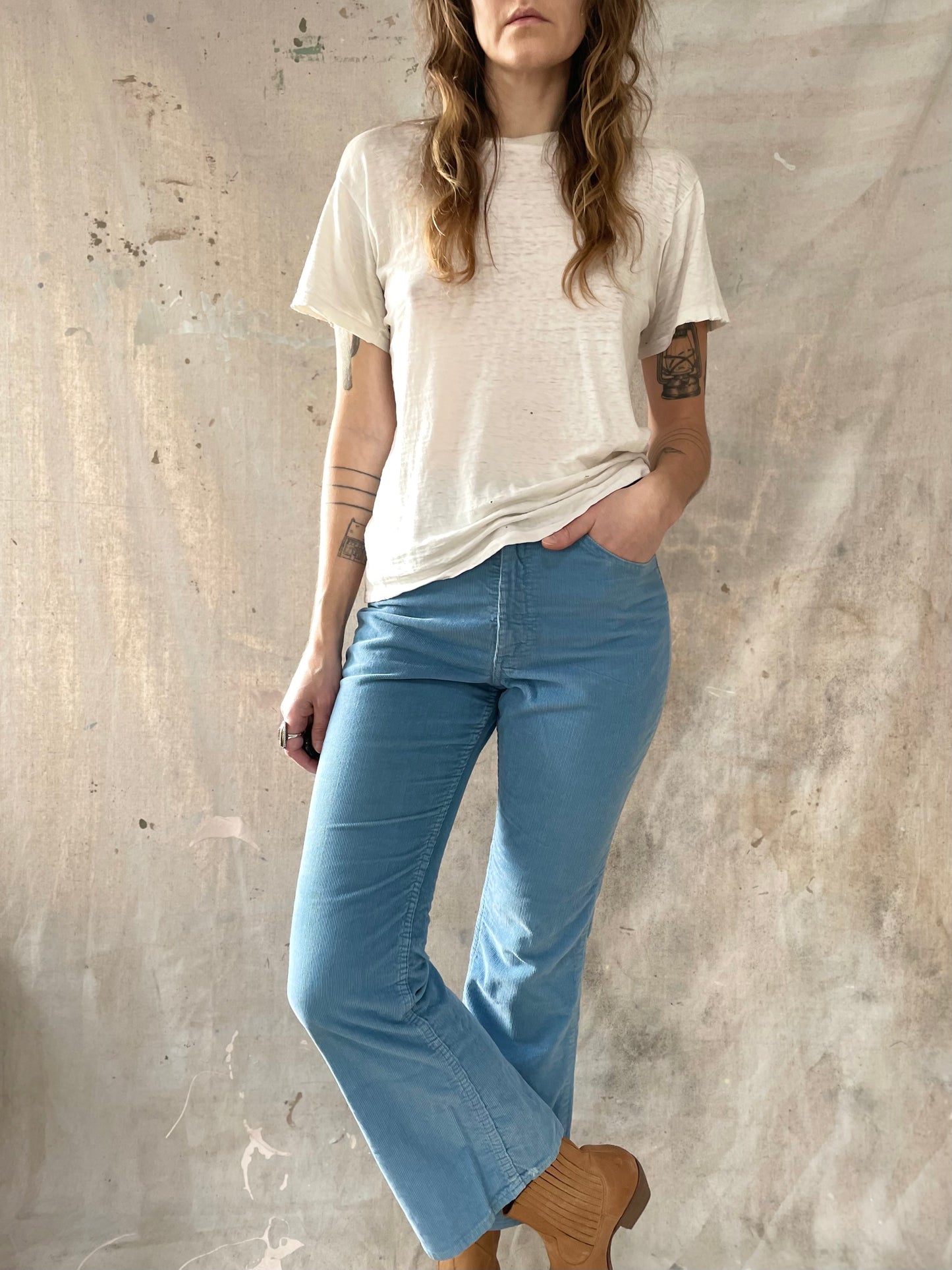 70s Baby Blue Levi’s Corduroy Bell Bottoms