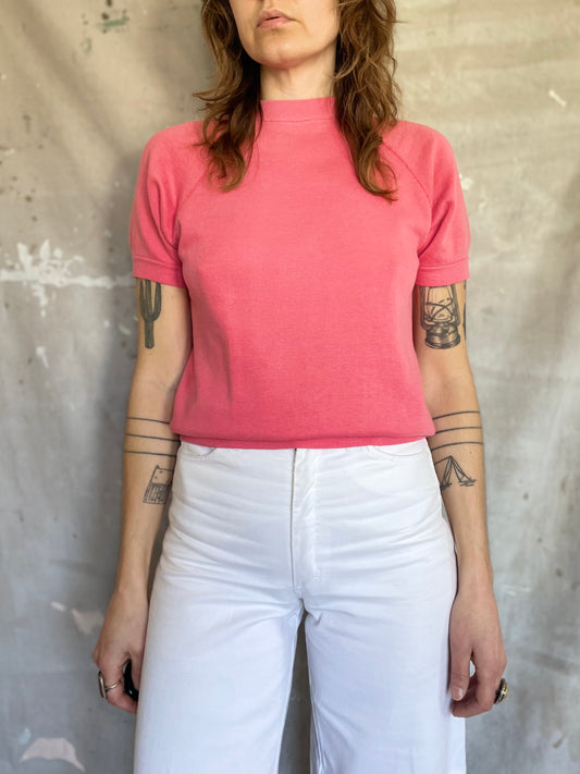 70s/80s Bubblegum Pink Short Sleeve Sweatshirt