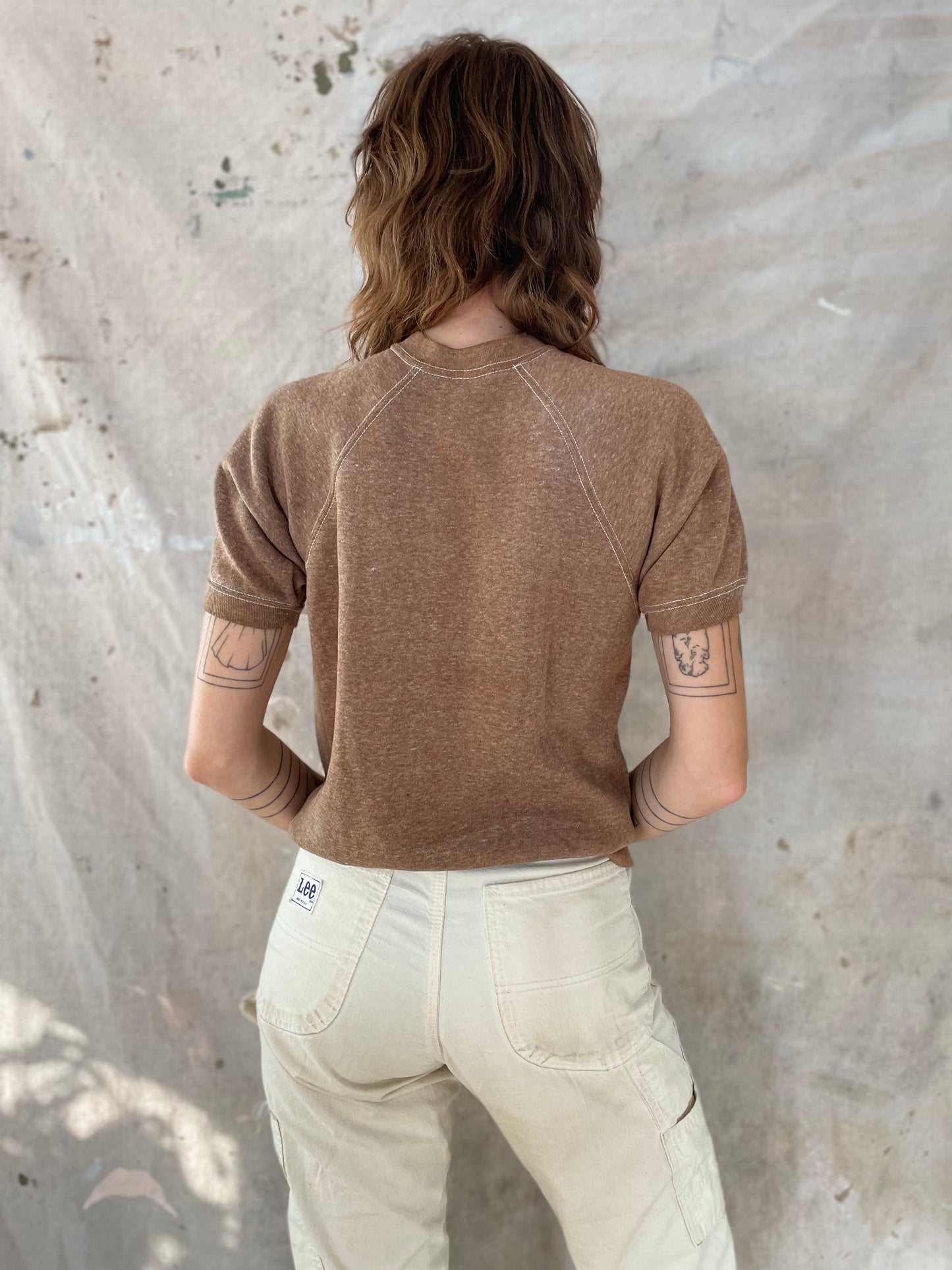 70s Blank Brown Short Sleeve Sweatshirt