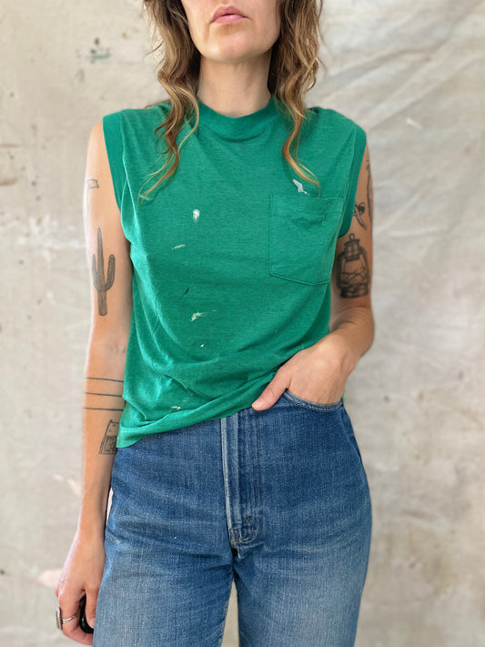 80s Blank Kelly Green Muscle Tee