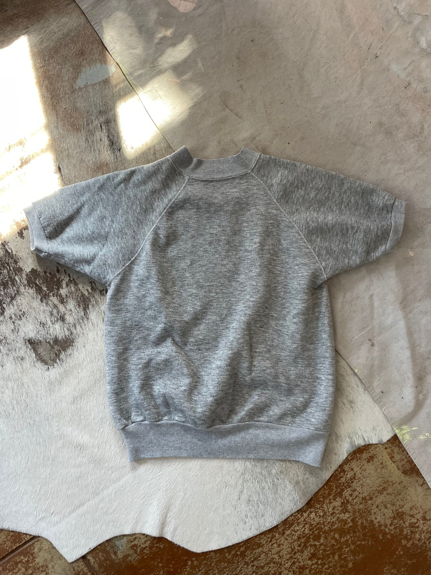 80s Blank Gray Short Sleeve Sweatshirt