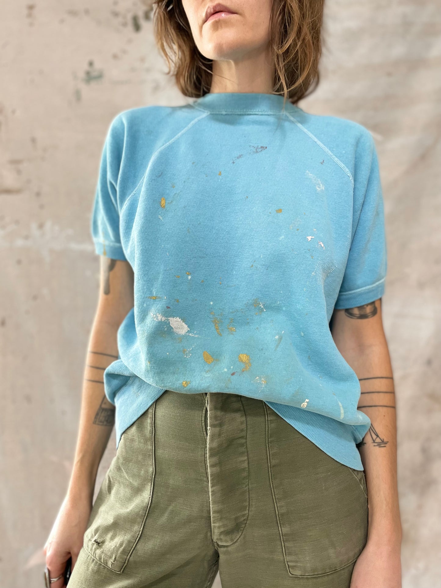 Painted Robin’s Egg Short Sleeve Sweatshirt