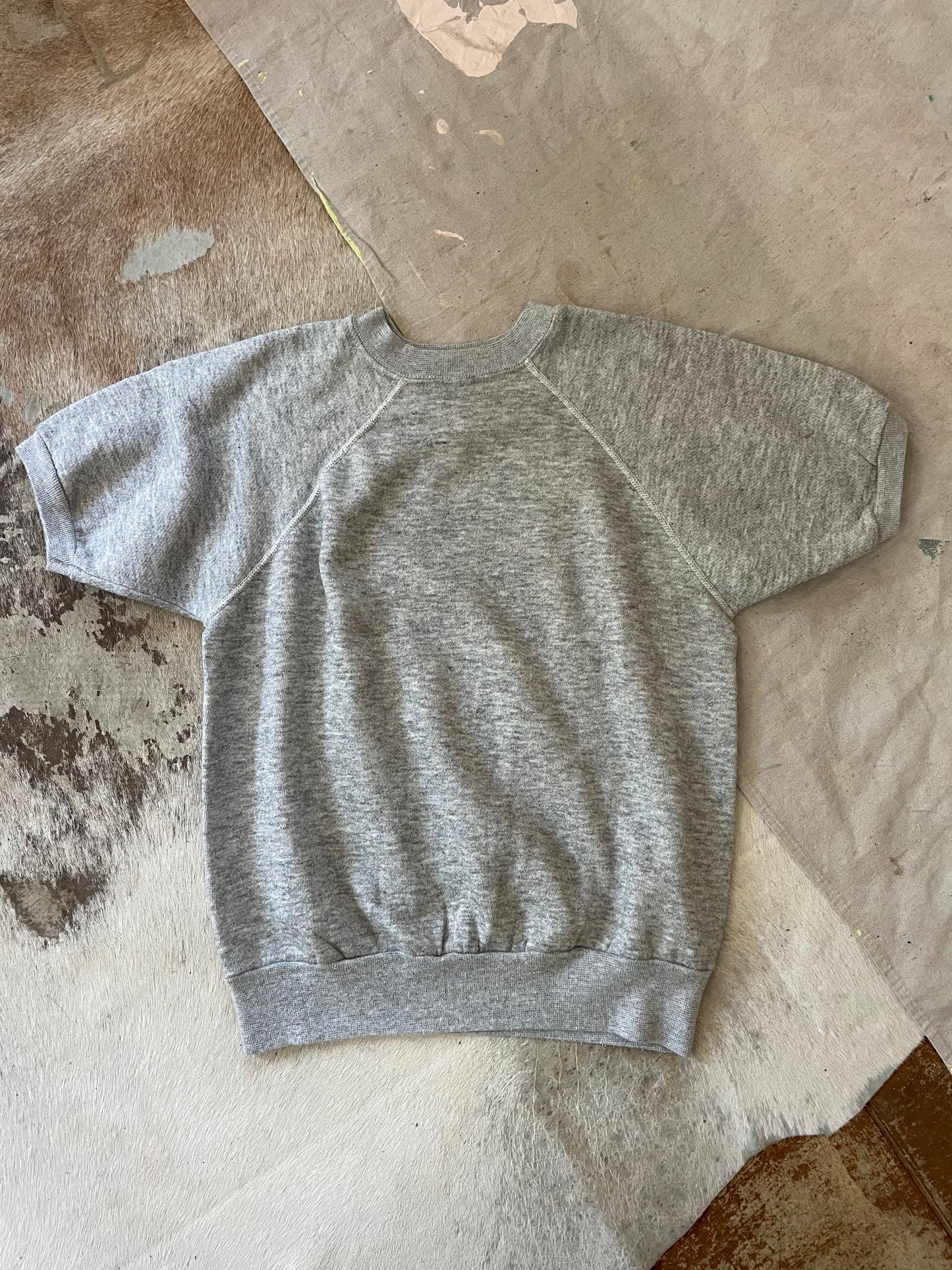 80s Blank Gray Short Sleeve Sweatshirt