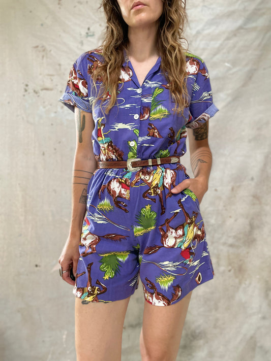 80s Cowboy Theme Romper