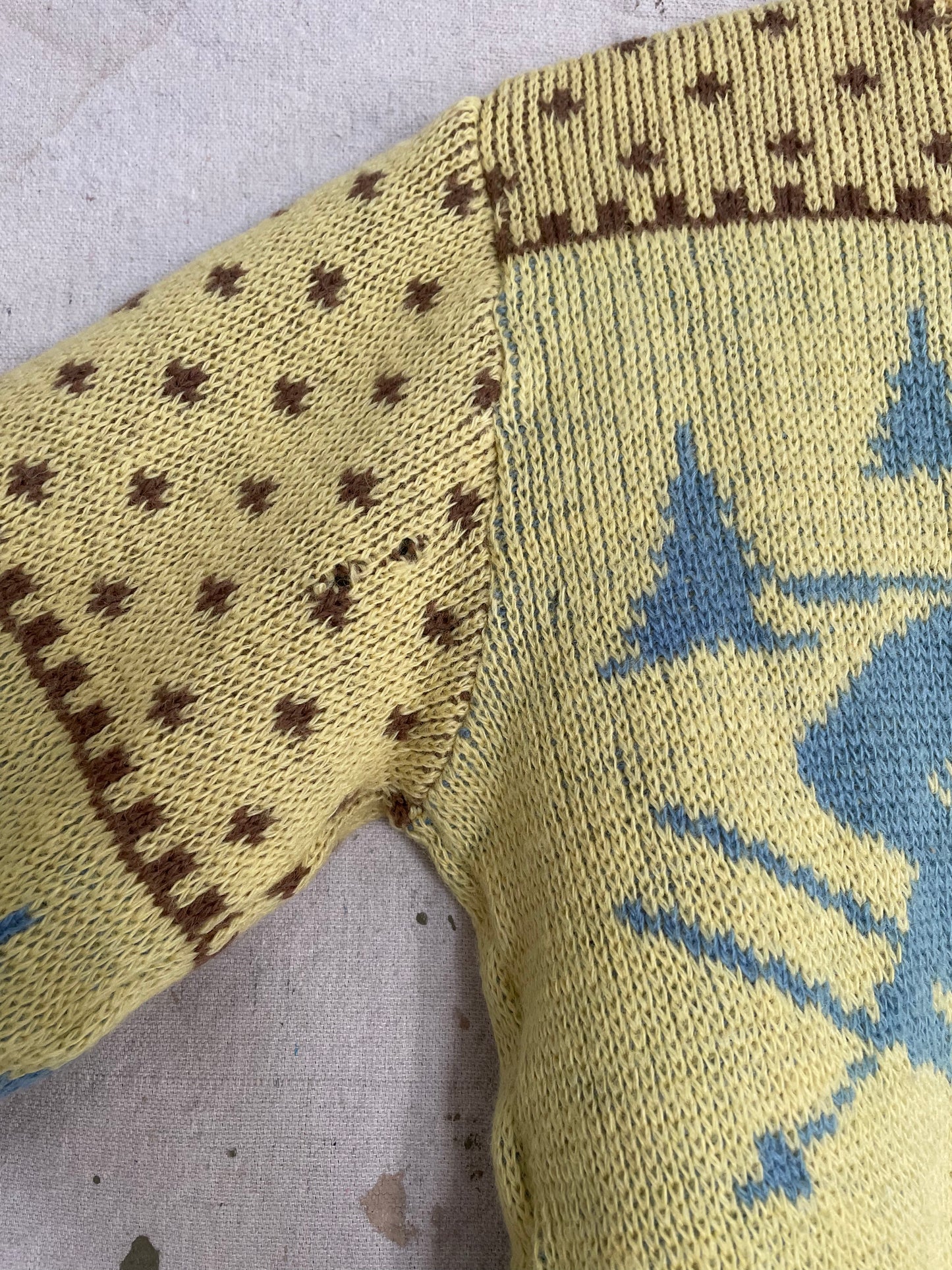 40s/50s Skiers Holiday Sweater Yellow