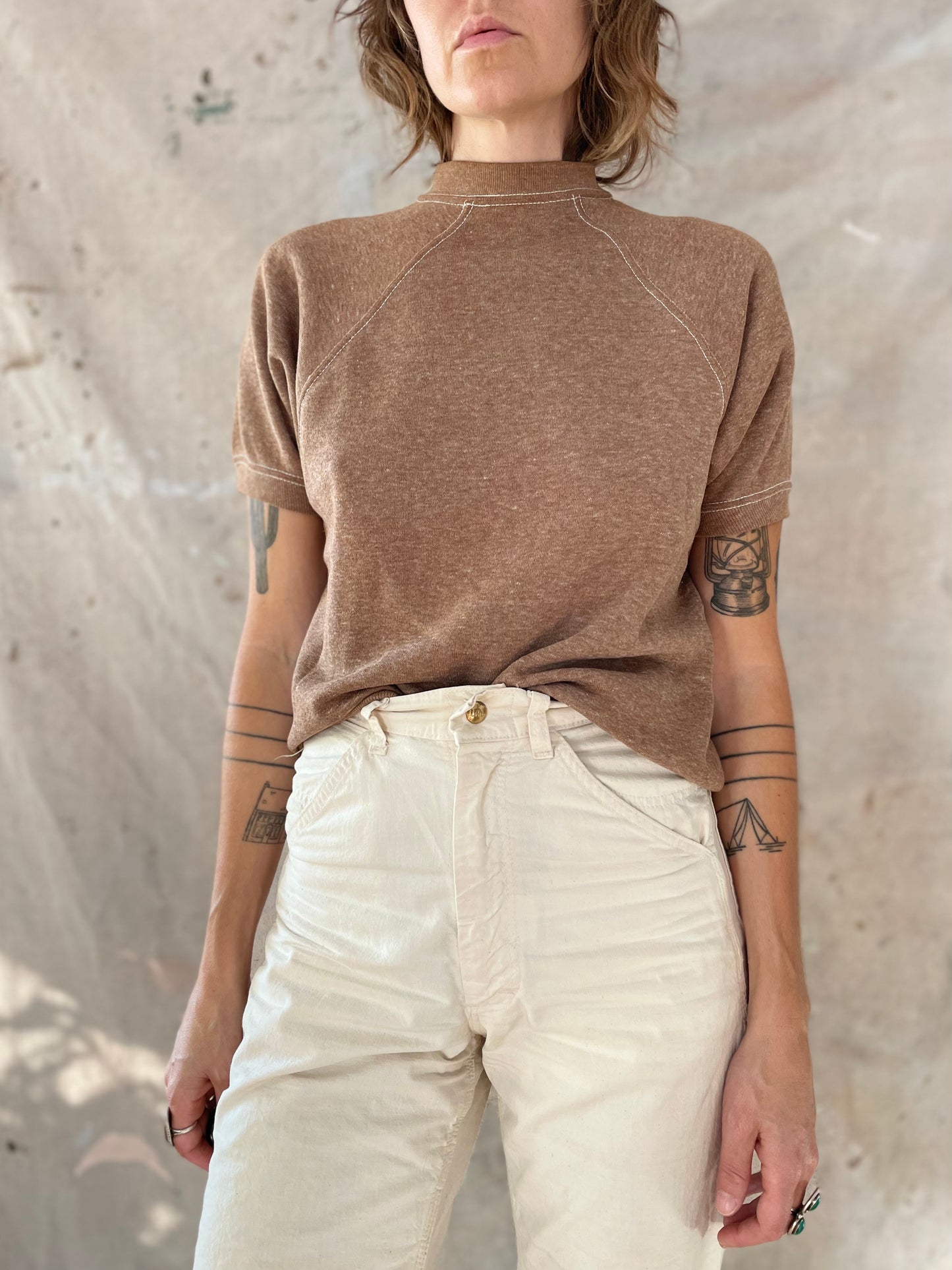 70s Blank Brown Short Sleeve Sweatshirt