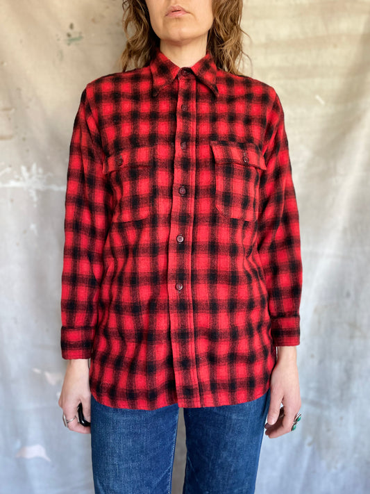 60s Buffalo Plaid Wool Shirt