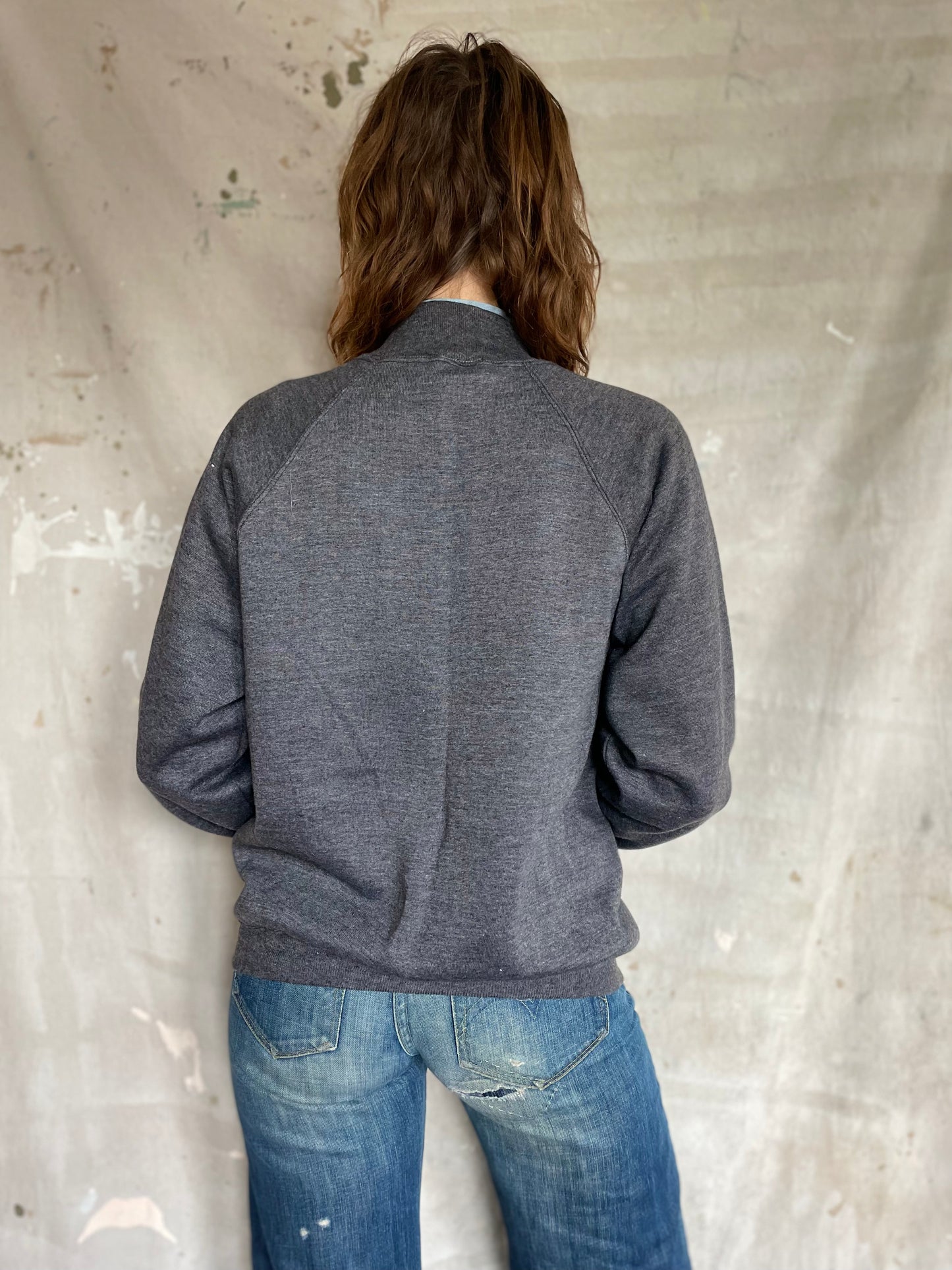 60s/70s Blank Gray Zip Front Sweatshirt