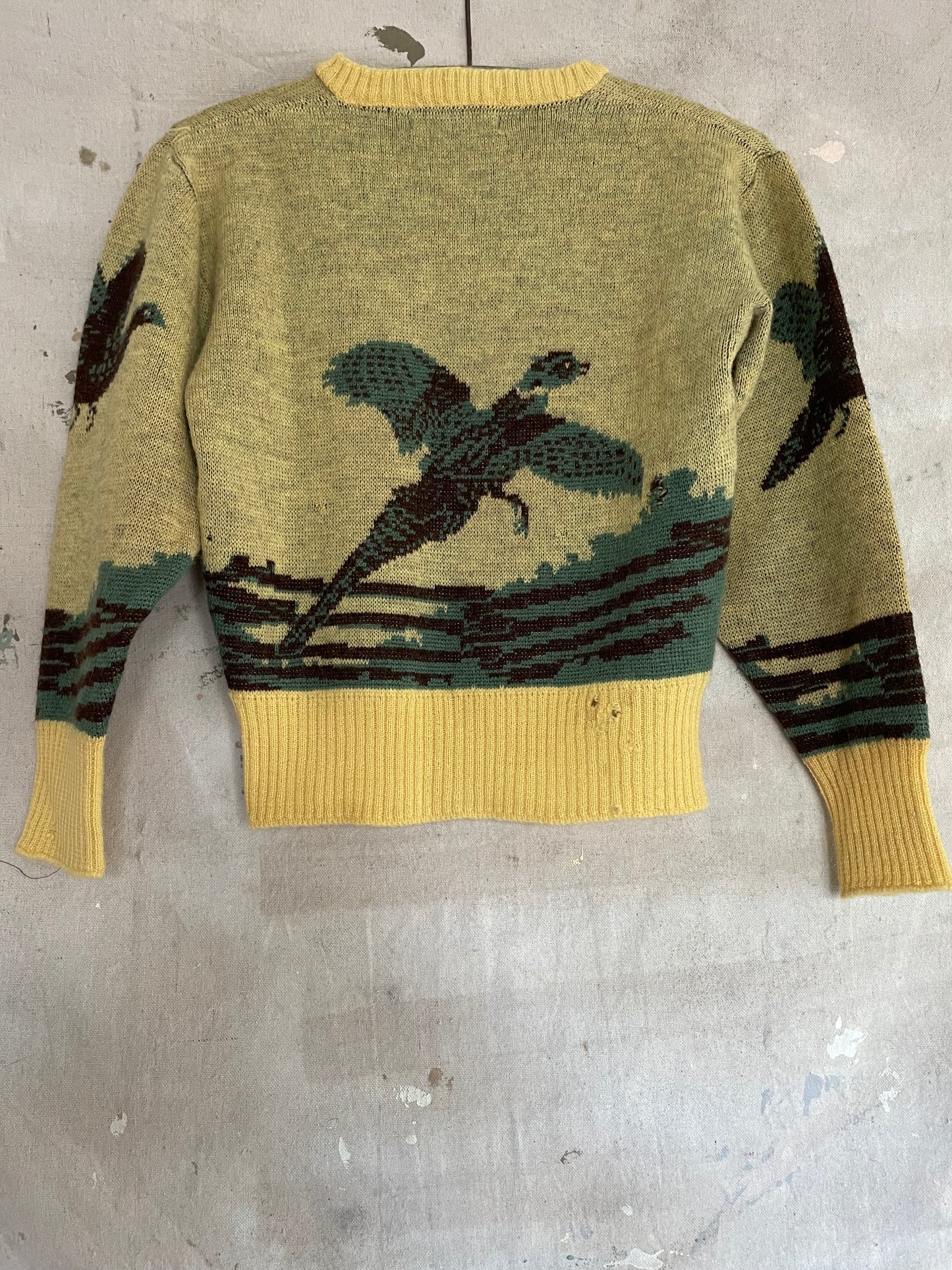 40s Lamb Knit Pheasant Novelty Sweater