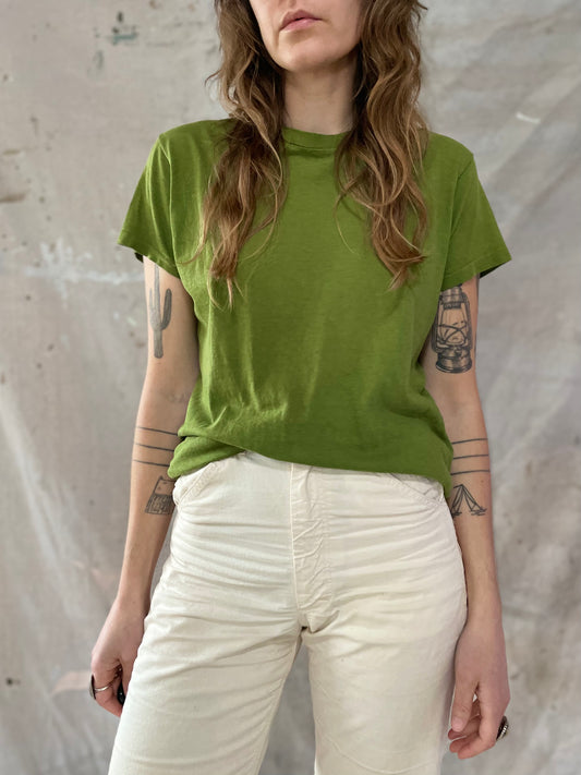 70s Hanes Avocado Green Blank Tee