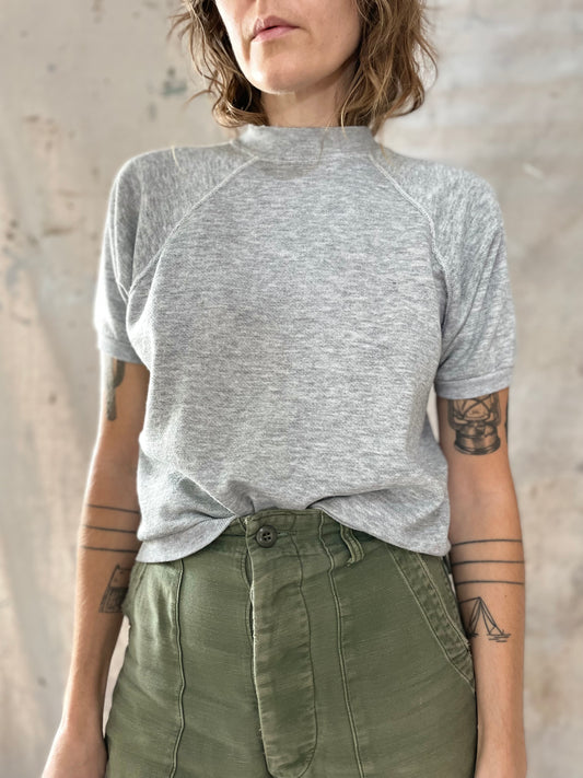 80s Heather Grey Short Sleeve Sweatshirt