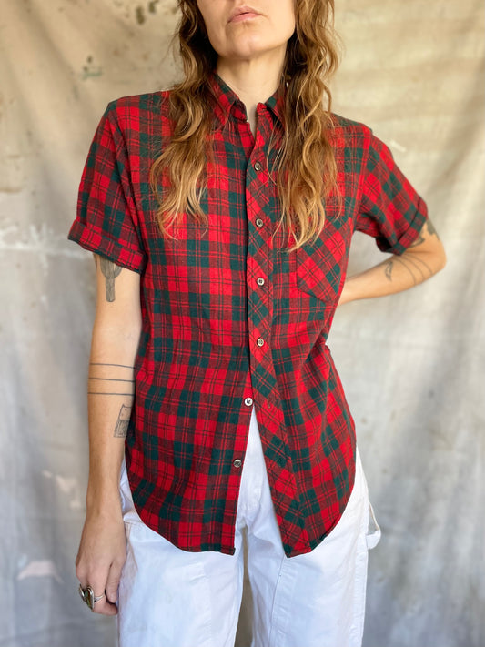 80s Plaid Short Sleeve Button Down