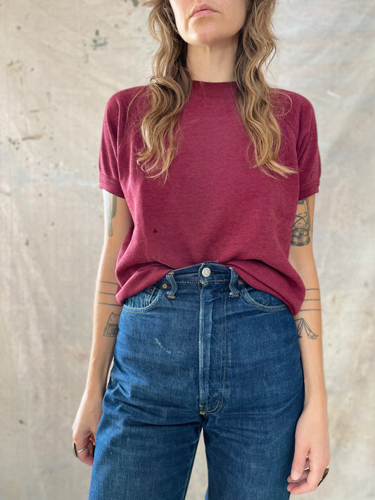 70s/80s Blank Maroon Short Sleeve Sweatshirt