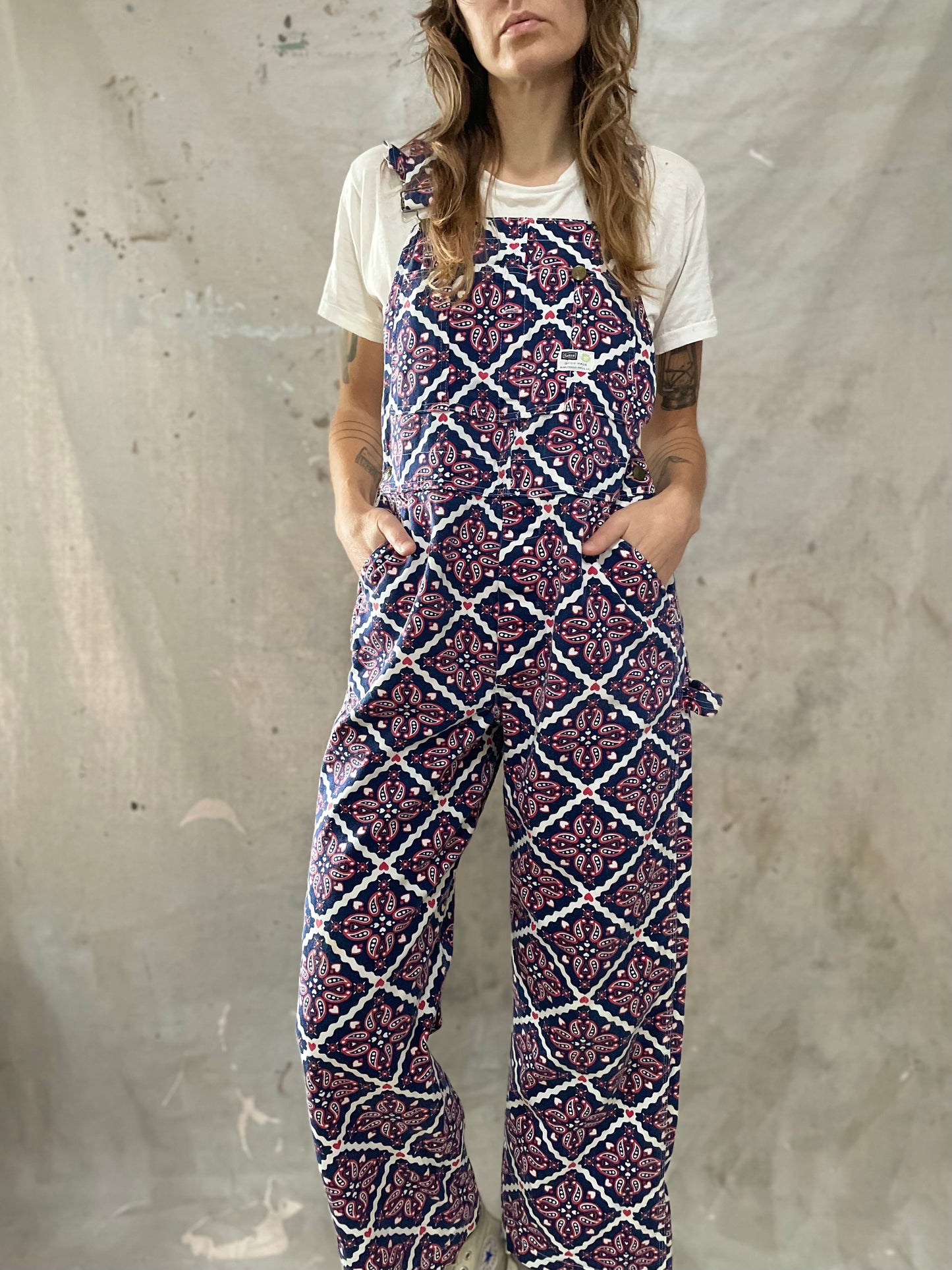 60s/70s All Over Print Paisley Overalls