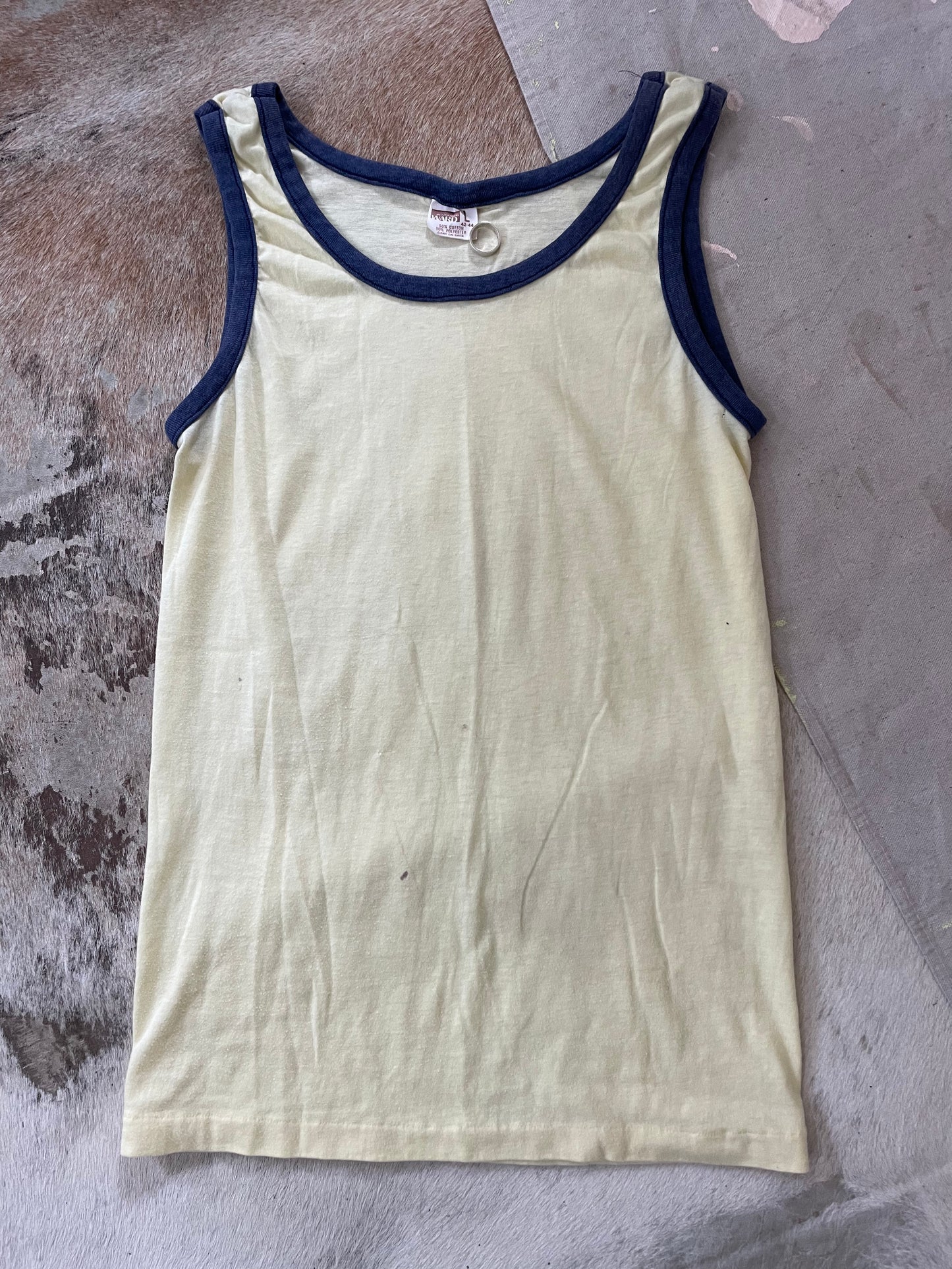 70s/80s Pale Yellow and Blue Tank Top