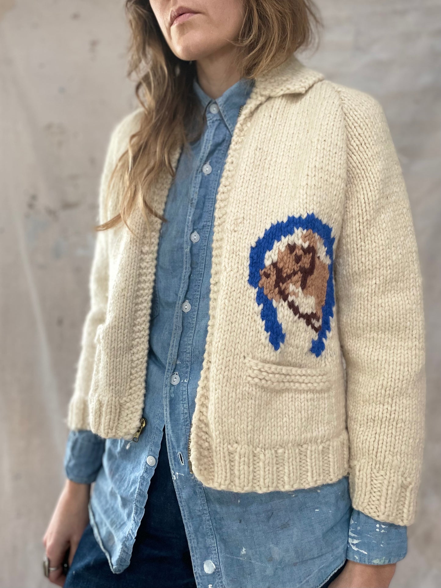 Mary Maxim Hand Knit Rodeo Horse Sweater