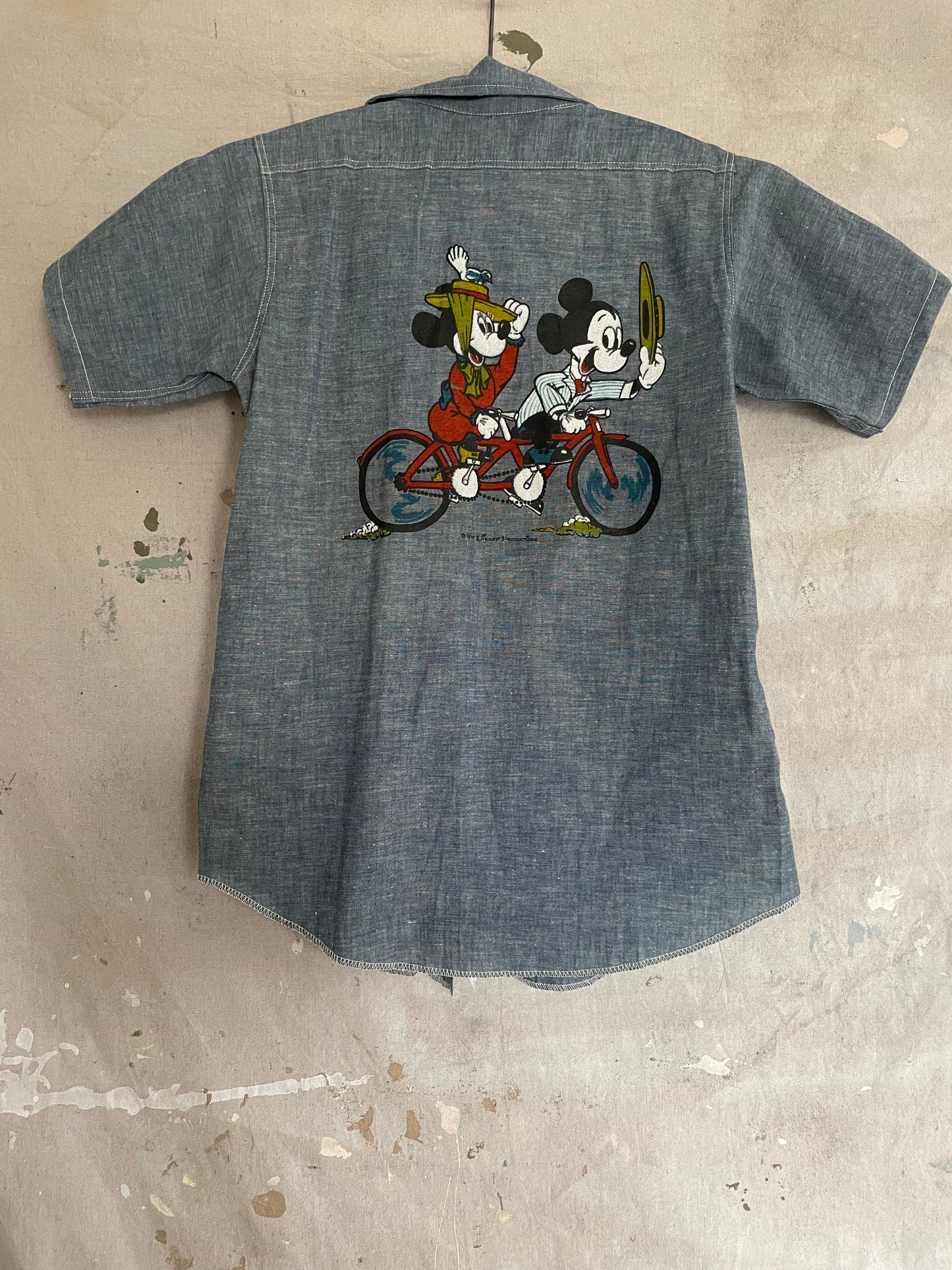 70s Mickey Mouse And Minnie Mouse Chambray Shirt